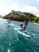 Sea Cycle guests exploring the coast on water bikes