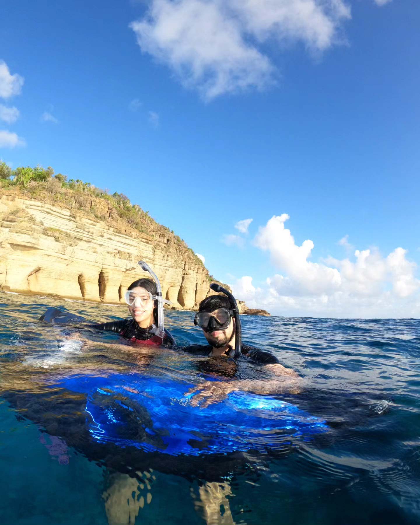 Skylork Scooter Snorkeling group of two snorkel tour the Pillars of Hercules near Antigua at Galleon Beach