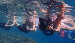 Snorkelers in Antigua enjoy the Skylork Scooter Snorkeling