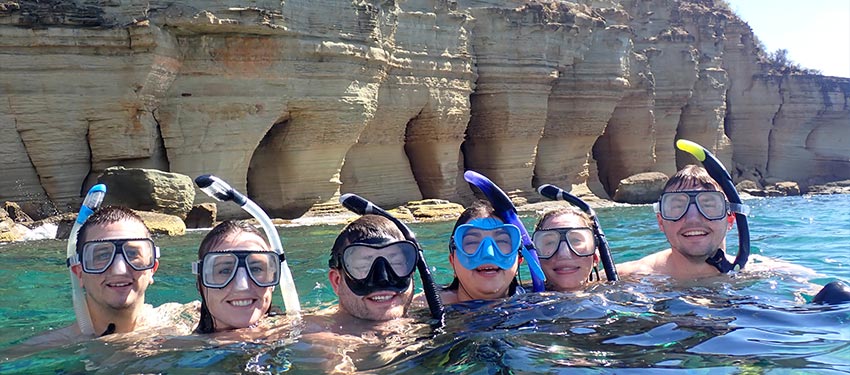 Skylork snorkeling tours are guided and available for group vacation activities